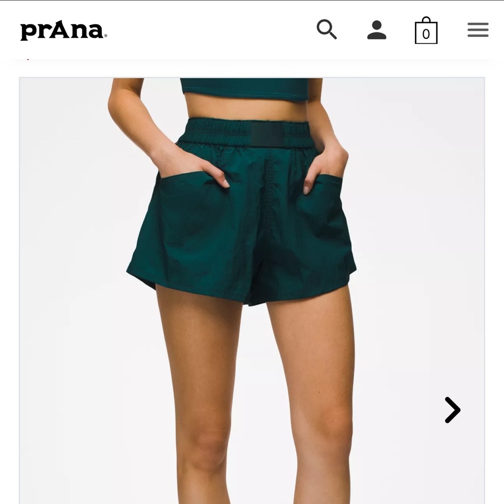 Prana Medium Crossback Shorts in Wilderness